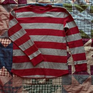 ALTERNATIVE RED AND GREY LONG SLEEVE SHIRT